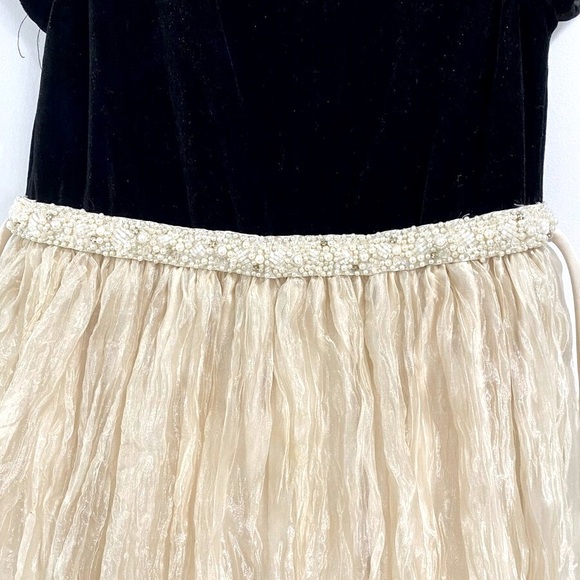 Cinderella Brand Girls Dress Black Ivory Size 4 Formal Holiday Velvet & Beads - Picture 10 of 11